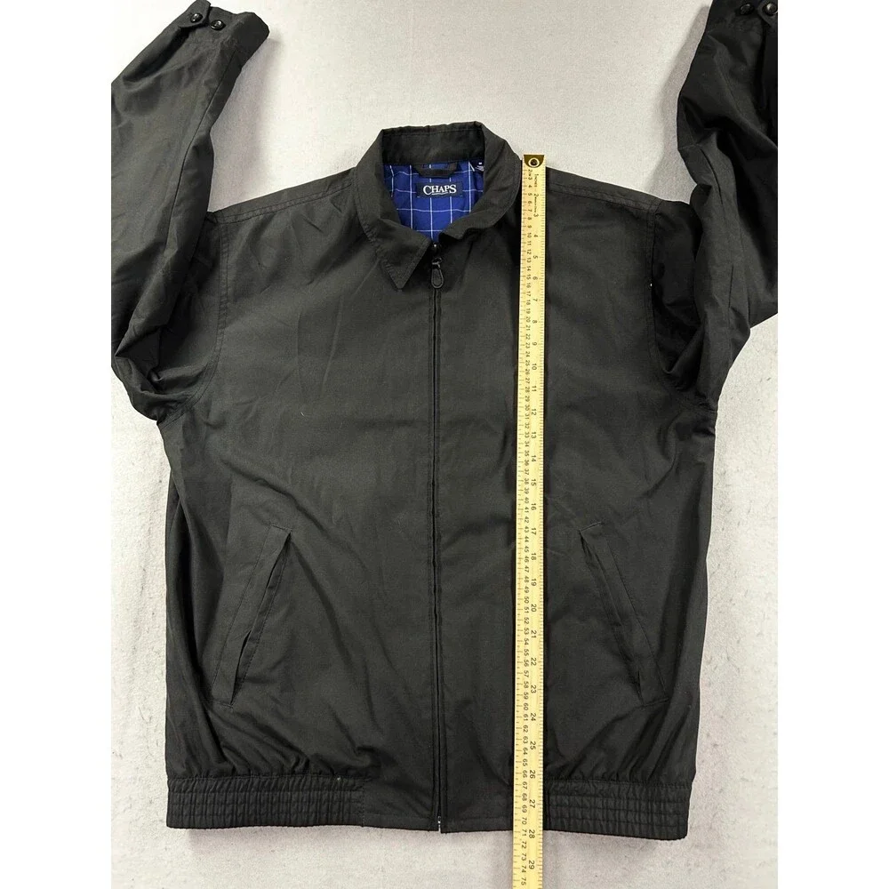 Chaps Ralph Lauren Jacket Men's Medium Black Full Zip Harrington Lined Preppy
